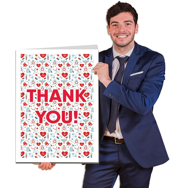 VictoryStore Jumbo 3-Foot Thank You Card â€“ 24x36-Inch Medical Appreciation Card for Nurses & Doctors with Envelope - Image 1